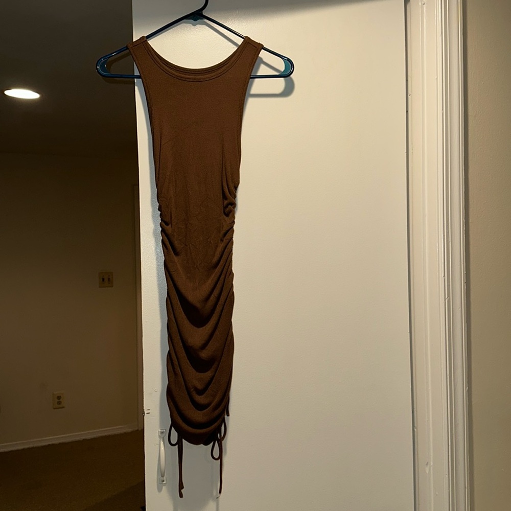 White Fox Drawstring Mini Dress